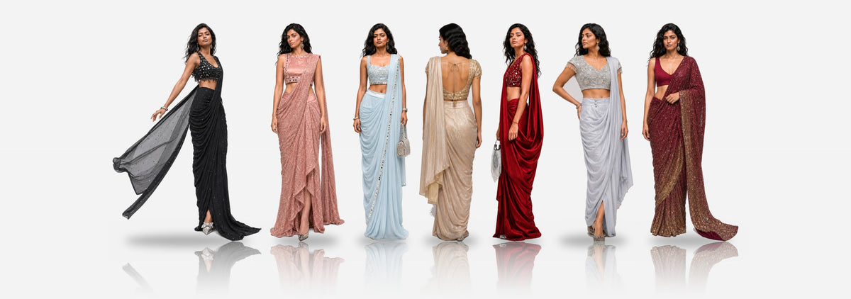 Seven mirror work sarees from The Saree Edit by Aina Karée