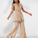 Ivory mirror work tunic and boot-cut pant set, Aina Karée – view 4