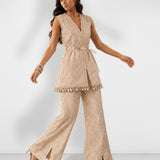Ivory mirror work tunic and boot-cut pant set, Aina Karée – view 4