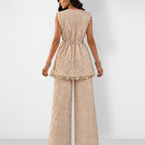 Ivory mirror work tunic and boot-cut pant set, Aina Karée – view 5
