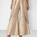 Ivory mirror work cape set with bandeau and wide-leg pants, Aina Karée – view 3