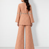 Nude scalloped mirror work tunic and wide-leg pant set, Aina Karée – view 2