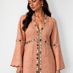 Nude scalloped mirror work tunic and wide-leg pant set, Aina Karée – view 4