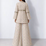 Ivory scalloped mirror work tunic and wide-leg pant set, Aina Karée – view 3
