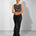 Black mirror work crop top and draped skirt set, Aina Karée