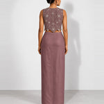 Soft plum mirror work crop top and draped skirt set, Aina Karée – view 2