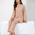 Light pink mirror work tunic and wide-leg pant set, Aina Karée