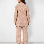 Light pink mirror work tunic and wide-leg pant set, Aina Karée – view 2