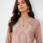 Light pink mirror work tunic and wide-leg pant set, Aina Karée – view 3