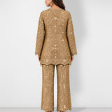 Gold mirror work tunic and wide-leg pant set, Aina Karée – view 3