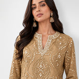 Gold mirror work tunic and wide-leg pant set, Aina Karée – view 2