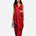 Red hand-embroidered silk skirt set with mirror work blouse, Aina Karée