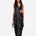 Black hand-embroidered silk skirt set with mirror work blouse, Aina Karée