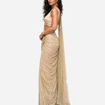 Ivory mirror and sequins pre-draped saree with satin blouse, Aina Karée – view 2