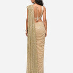 Ivory mirror and sequins pre-draped saree with satin blouse, Aina Karée – view 3