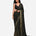 Black mirror and sequins pre-draped saree with satin blouse, Aina Karée
