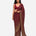 Burgundy mirror and sequins pre-draped saree with satin blouse, Aina Karée