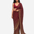 Burgundy mirror and sequins pre-draped saree with satin blouse, Aina Karée