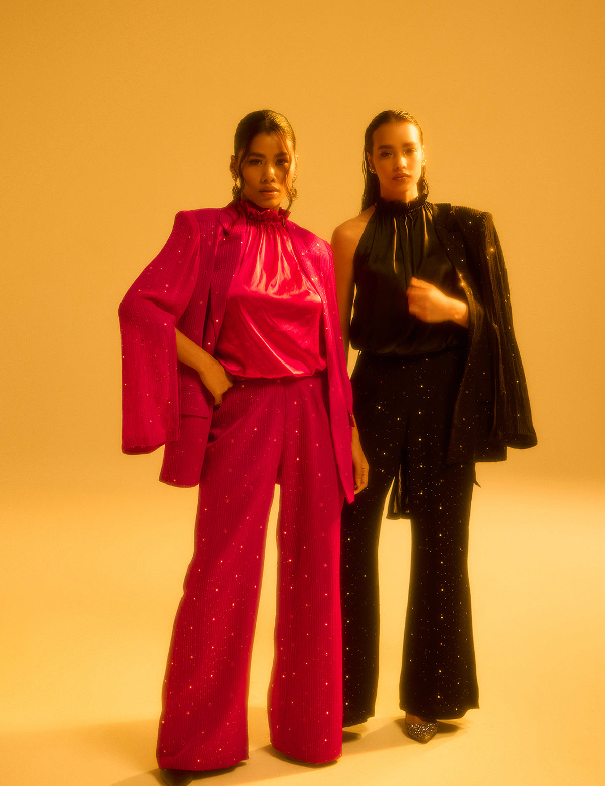 Black Waterfall Blazer with mirror work, view 3 – Aina Karée