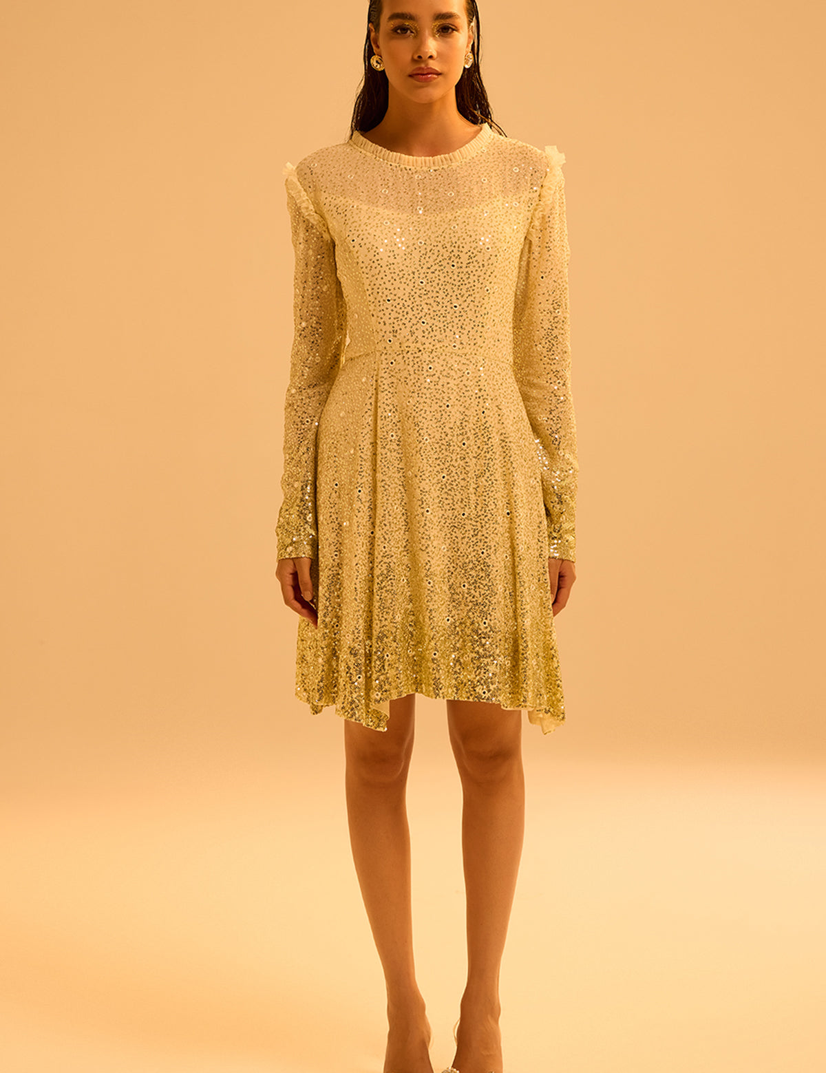Ivory Gatsby Glimmer Dress with mirror work – Aina Karée