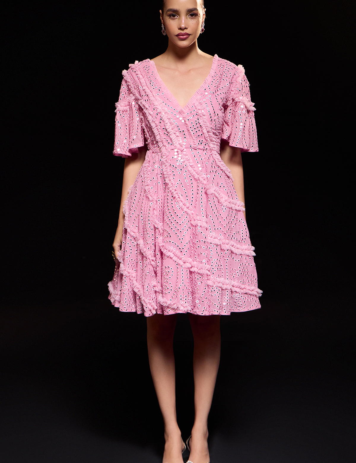 Light Pink Fairy Dress with mirror work – Aina Karée
