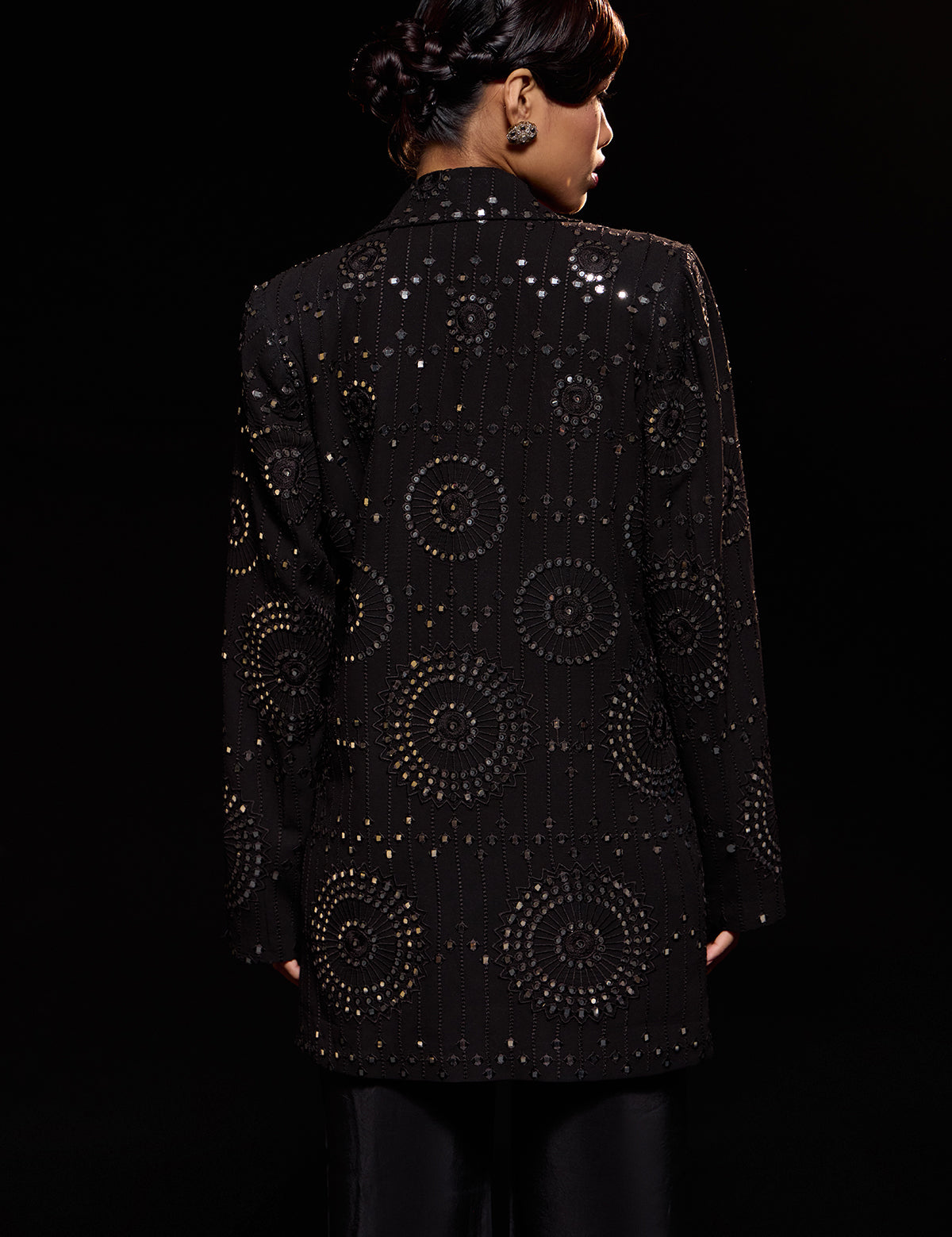 Black Your Dad's Blazer with mirror work, view 3 – Aina Karée