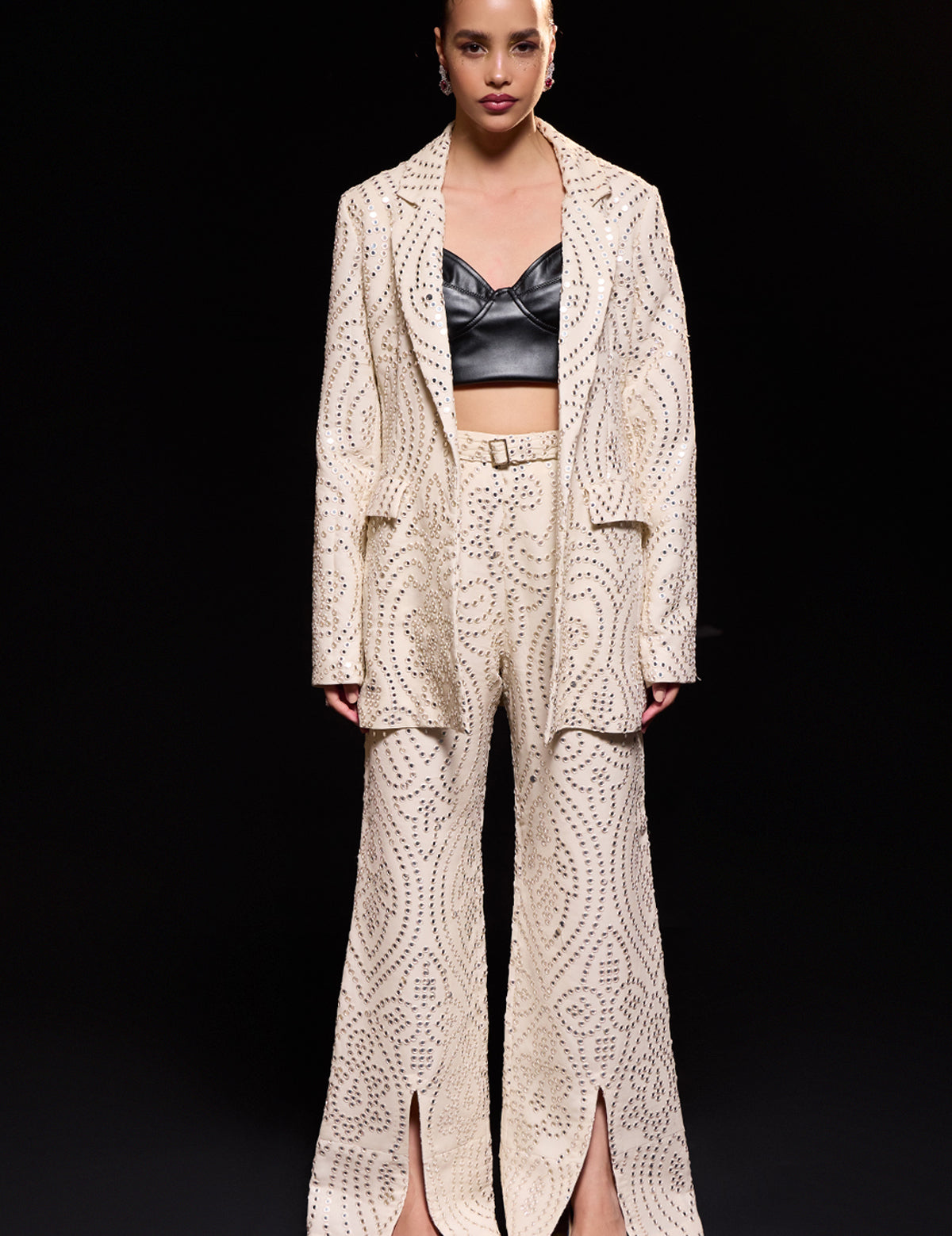 Ivory London Pants with mirror work – Aina Karée